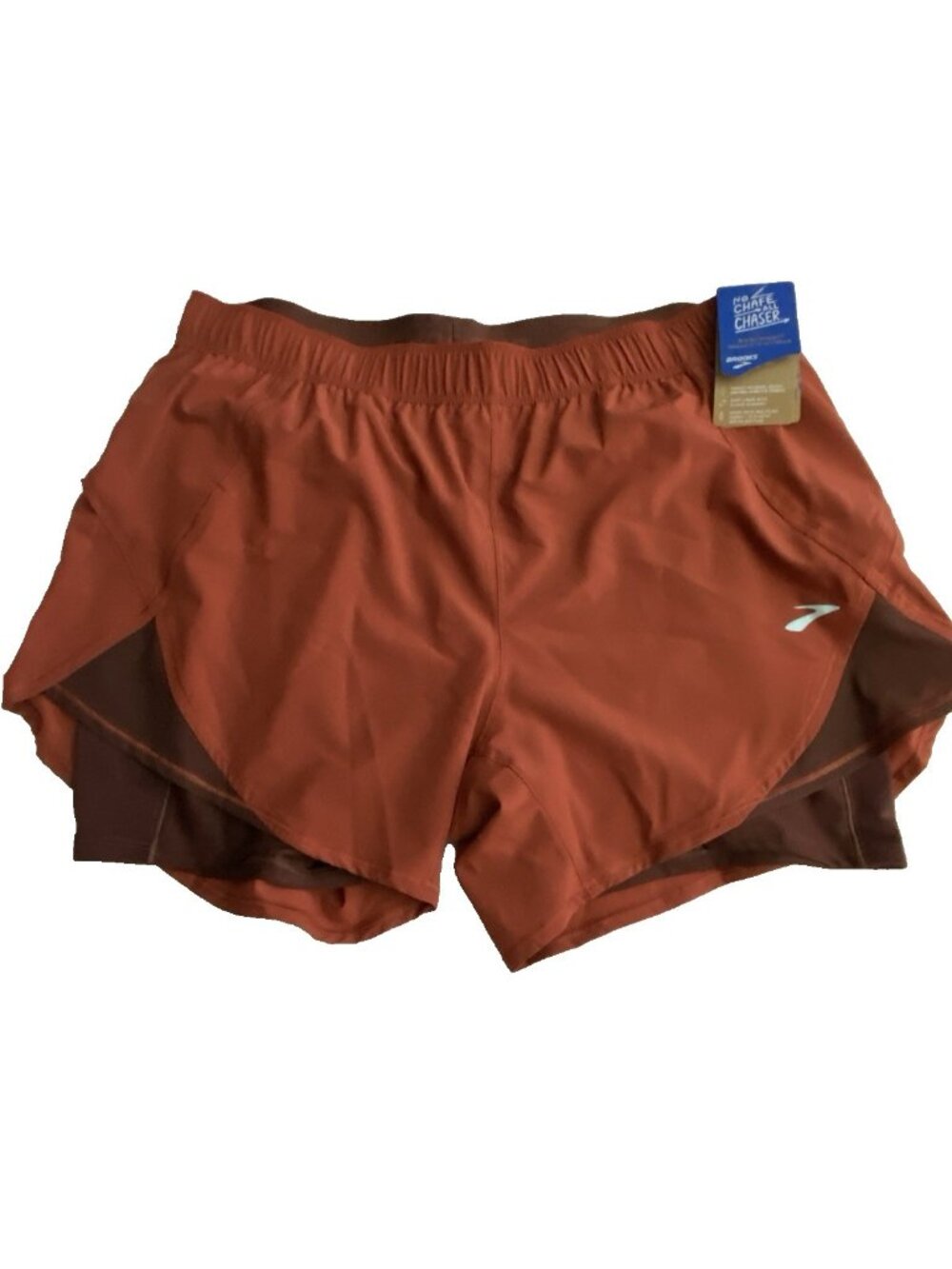 Brooks Woman Size XL Copper Run Raisin Chaser 2 in1 5" Shorts Recycled Fabri